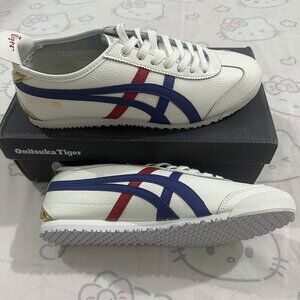 Onitsuka Tiger Blue And Red Striped White Sneakers